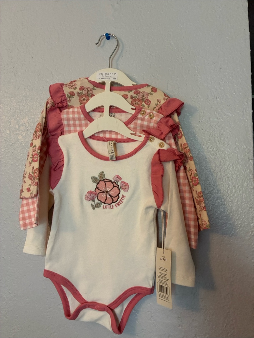 Chickpea 3 piece bodysuits 6-9 months baby girl